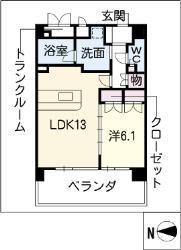 グランアベニュー名駅(1LDK/13階)の間取り写真