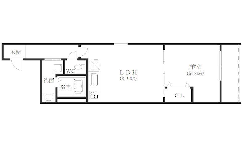 フジパレス西加賀屋III番館(1LDK/1階)の間取り写真