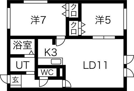 エリザベート菊水(2LDK/3階)の間取り写真
