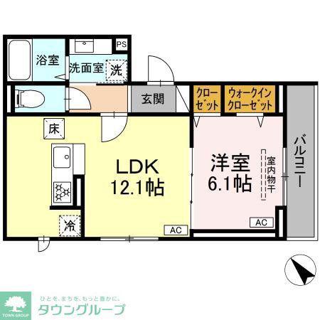 D PAINA 登戸II(1LDK/1階)の間取り写真