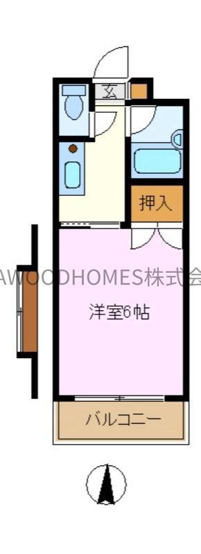 三栄ハイツII(1K/2階)の間取り写真