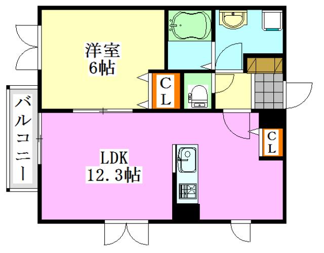 セリシール(1LDK/2階)の間取り写真