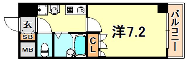 エスポワール三宮パートⅡ(1K/8階)の間取り写真