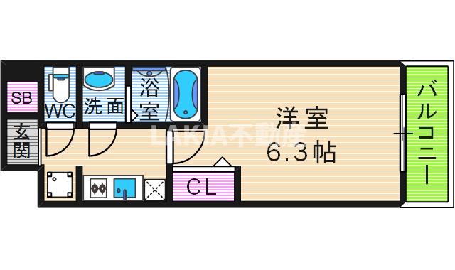 アドバンス大阪ブリス(1K/6階)の間取り写真