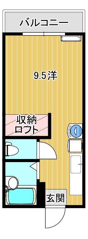 IRハイツII(ワンルーム/2階)の間取り写真