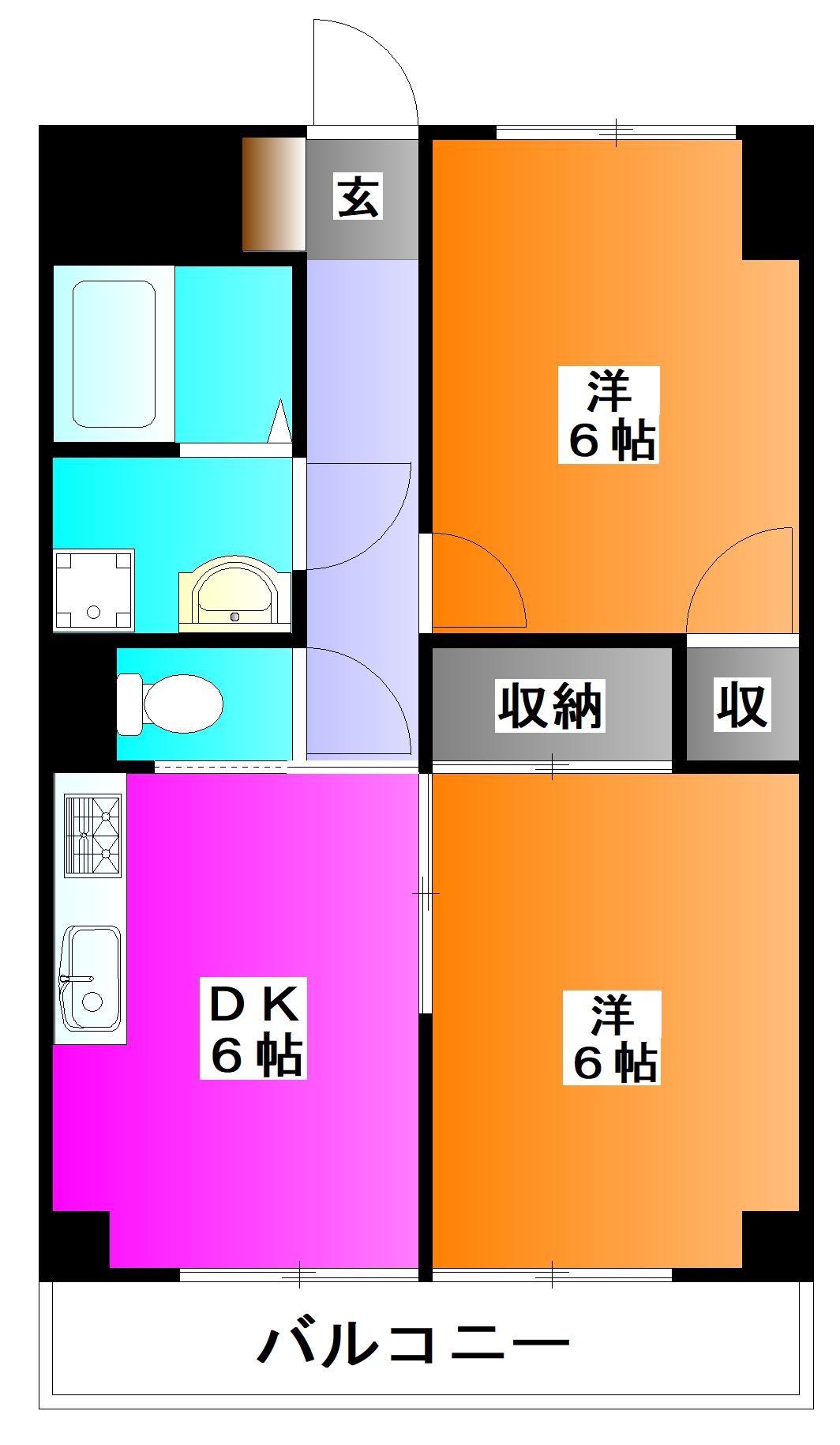 クローネ川口(2DK/4階)の間取り写真