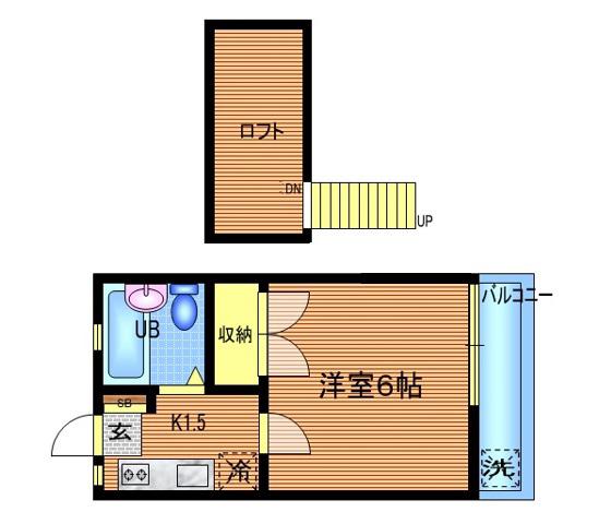 フラワーハイツ(1K/2階)の間取り写真