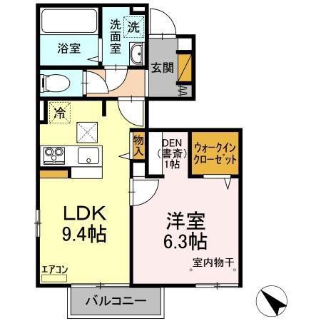 SOLARIE MIDORINO II(1LDK/1階)の間取り写真