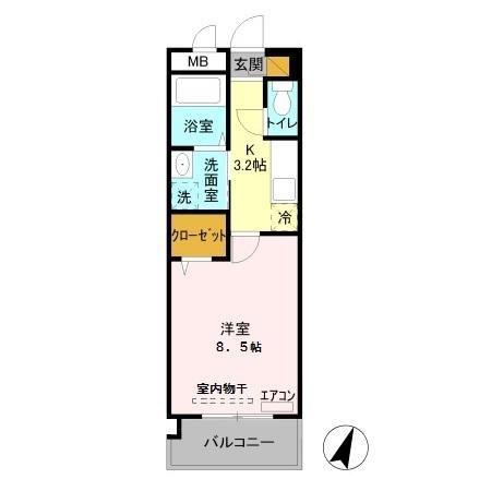 BEIS与野本町(1K/3階)の間取り写真
