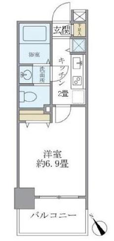 レジデンシア麻布十番(1K/12階)の間取り写真
