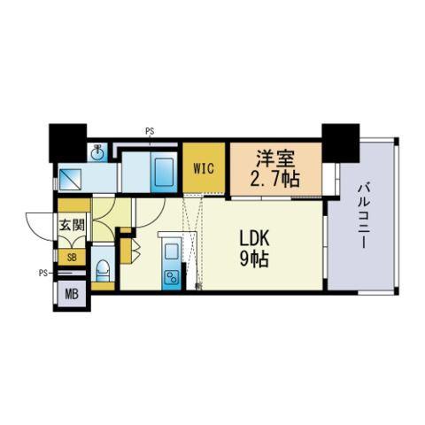 エンクレスト空港通(1LDK/11階)の間取り写真