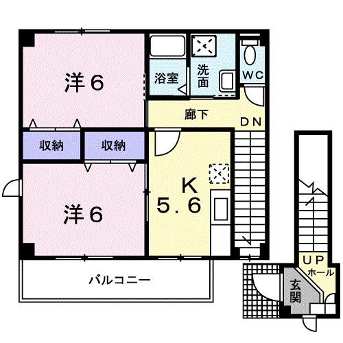 フラワーパーク(2K/2階)の間取り写真