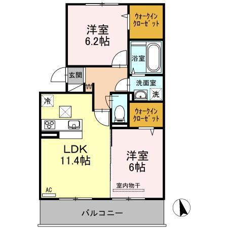レジアス(2LDK/1階)の間取り写真