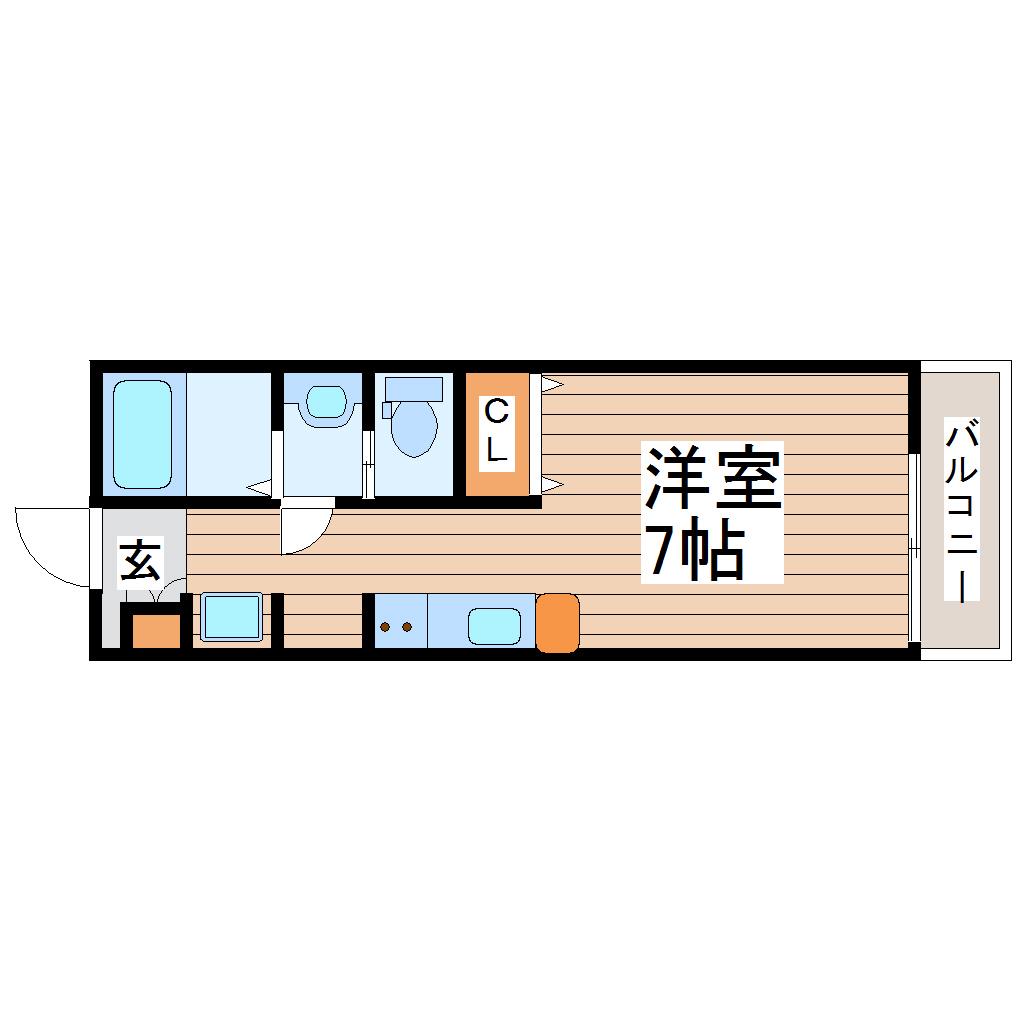 仙台市地下鉄南北線 泉中央駅 徒歩5分 3階建 築5年(1K/3階)の間取り写真