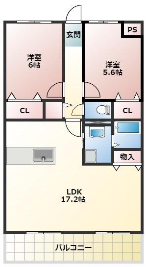 フォレステージ豊川(2LDK/5階)の間取り写真