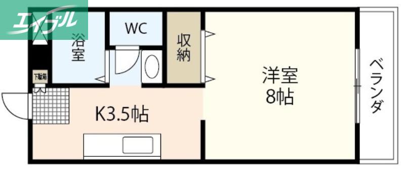 ラクシュリー津高(1K/2階)の間取り写真