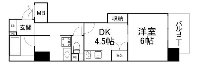 ビエラコート内久宝寺(1DK/7階)の間取り写真