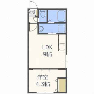ラフィーネ円山公園・煌(1LDK/3階)の間取り写真