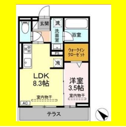 コート中田(1LDK/1階)の間取り写真