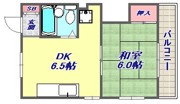 マルタカマンション(1DK/4階)の間取り写真