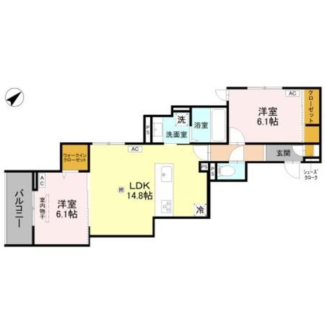 ラ メゾン ピック 中百舌鳥II(2LDK/3階)の間取り写真