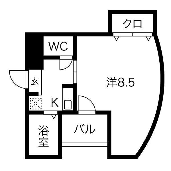 マリオン吹上(1K/4階)の間取り写真