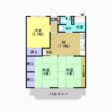フレグランスハヤシI(3DK/1階)の間取り写真