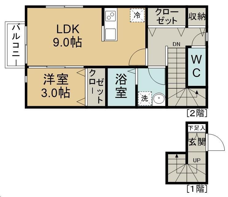 ピュアランド岩切(1LDK/2階)の間取り写真