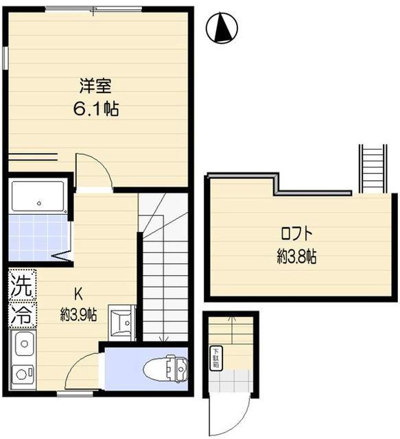 アオアクア浜田山(1K/2階)の間取り写真