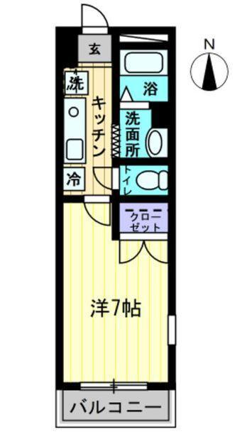 アイランドガーデン山田(1K/4階)の間取り写真
