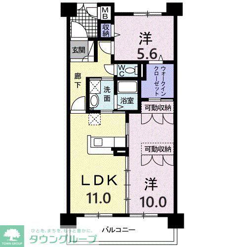 GRAND LEAGA(2LDK/4階)の間取り写真