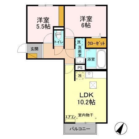 ヴァイスハウス(2LDK/1階)の間取り写真