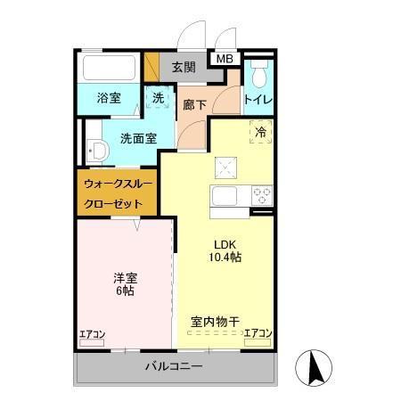 JR高崎線 熊谷駅 徒歩22分 3階建 築12年(1LDK/1階)の間取り写真