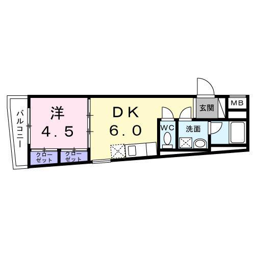 ブルー パレット 新宿中落合(1DK/2階)の間取り写真