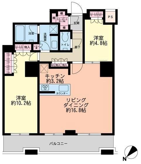 ザ・パークハウス西新宿タワー60(2LDK/21階)の間取り写真