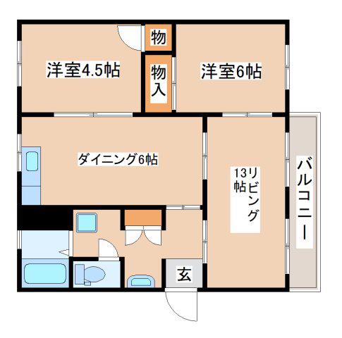 白川台10号棟(2LDK/2階)の間取り写真