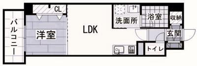 ファミーユ中園II(1LDK/5階)の間取り写真