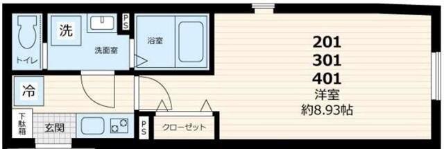 GATE RESIDENCE MITAKA(1K/3階)の間取り写真