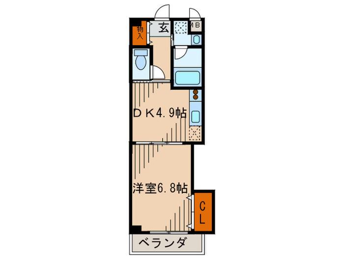 アミティ武庫之荘(1DK/3階)の間取り写真