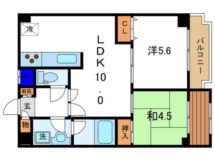ABLE創久五条大宮(2LDK/4階)の間取り写真