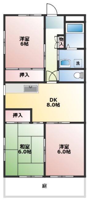 エスポワール中嶋 北棟(3DK/1階)の間取り写真