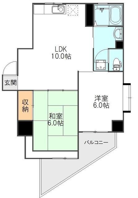 グリーンヒル文京(2LDK/6階)の間取り写真
