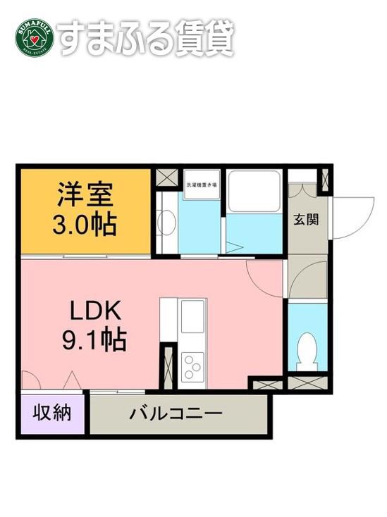 プロスペリティ樹(1LDK/3階)の間取り写真
