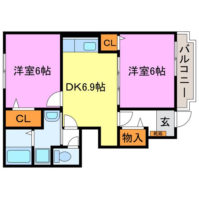 メゾンフジイチAB(2DK/1階)の間取り写真