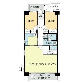 ファミリータウン東陽3号棟(2LDK/9階)の間取り写真