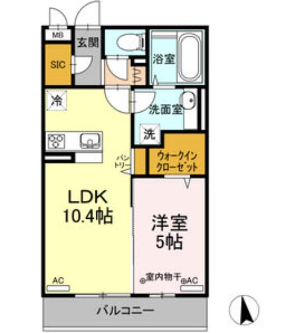 D-ROOMあすと長町III(1LDK/3階)の間取り写真