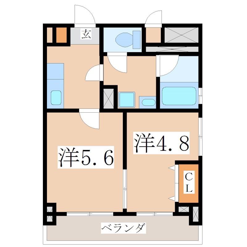 さくらヒルズ鴨池壱番館(2K/2階)の間取り写真
