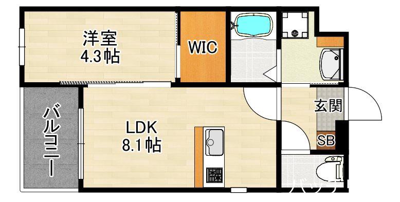 リアンレガーロ井尻駅前弐番館(1LDK/2階)の間取り写真