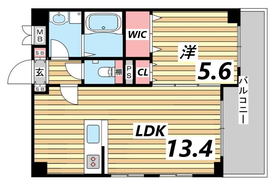グレンパーク兵庫駅前(1LDK/6階)の間取り写真