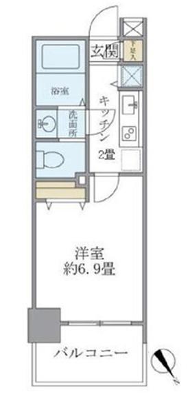 レジデンシア麻布十番(1K/11階)の間取り写真